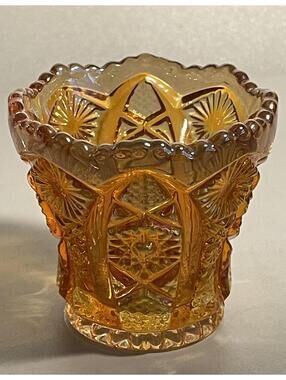 IMPERIAL GLASS OHIO Daisy & Button Marigold TOOTHPICK HOLDER (Height: 2 1/2 in)